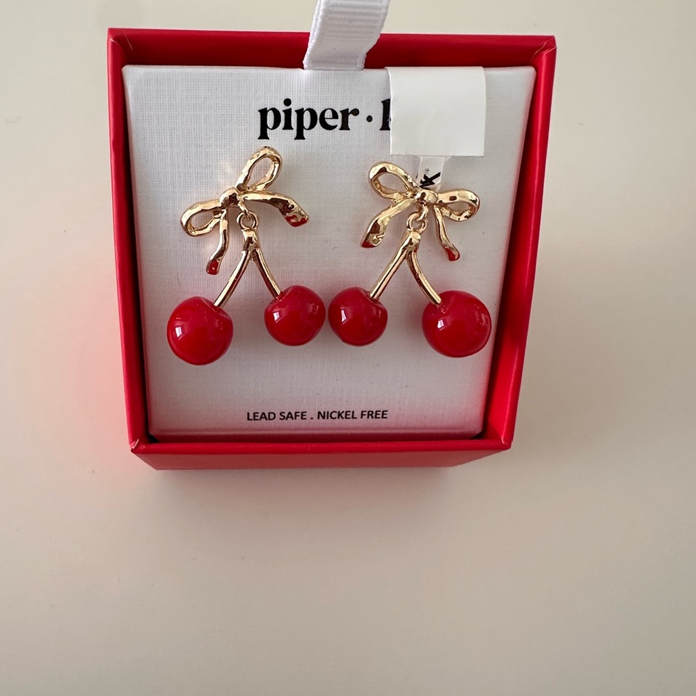 Piper K Cherry Red and and Gold Earrings NWT